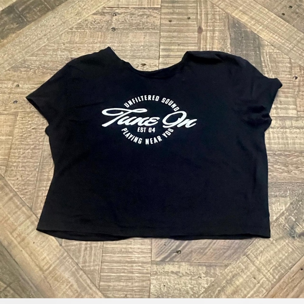 Black Graphic Tee with White Print